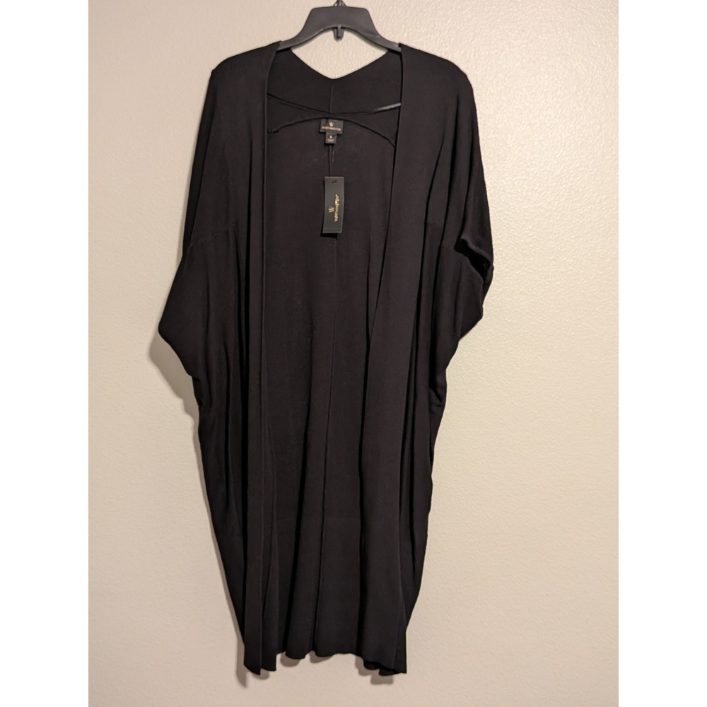 Worthington Womens Black Open Front Longline Cardigan Dolman Sleeve Small NWT